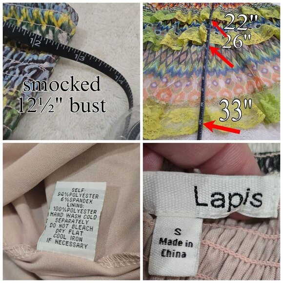 Lapis ✦ Boho Rainbow Halter Dress ✦ Lace Hi-Low Hem + Festival Vibes Sz S EUC - Picture 12 of 14